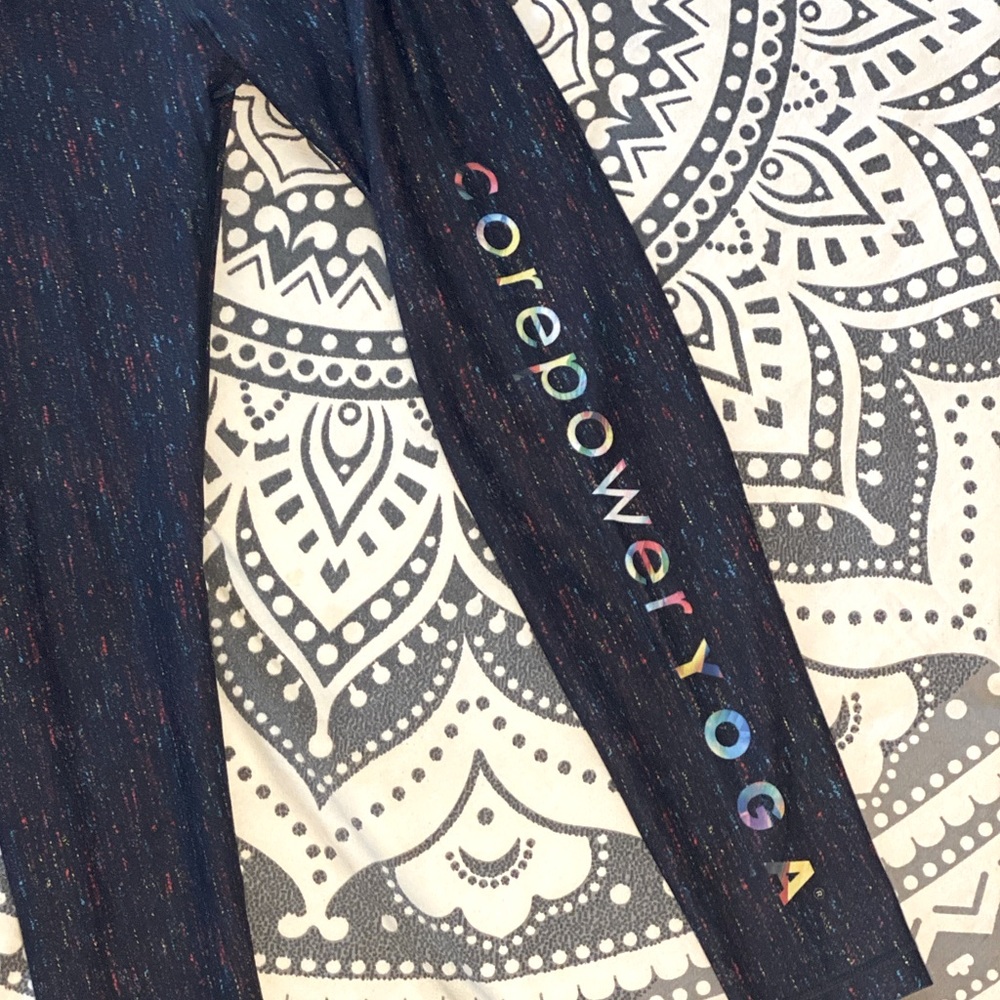 Corepower Yoga Leggings  |  Confetti Rainbow Holographic Style  |  Large
